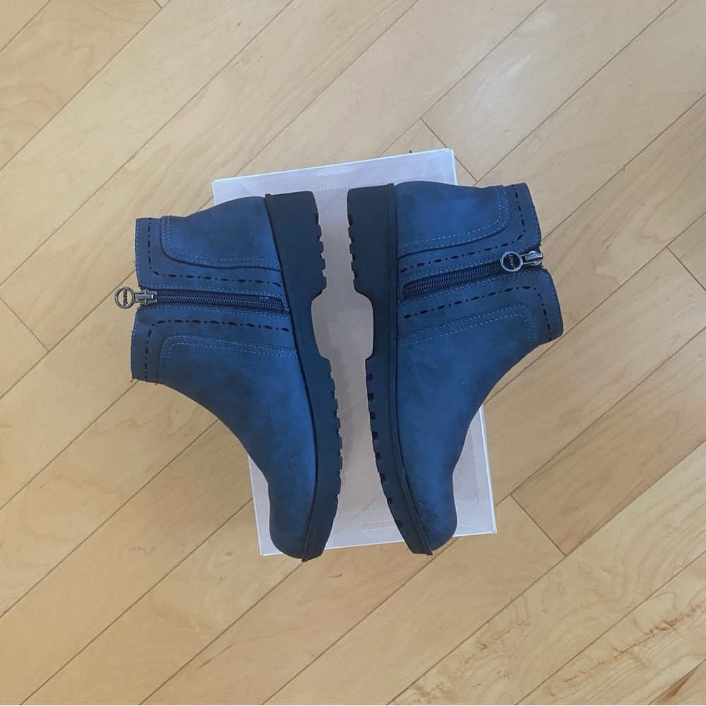 JSport by Jambu Jenna Memory Foam Navy Blue Ankle Boots Side Zippers - Picture 3 of 9